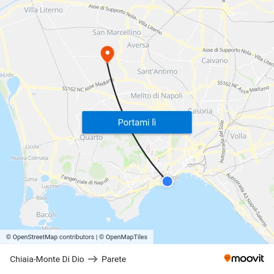 Chiaia-Monte Di Dio to Parete map