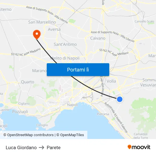 Luca Giordano to Parete map