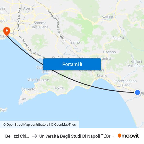 Bellizzi Chiesa to Università Degli Studi Di Napoli ""L'Orientale"" map