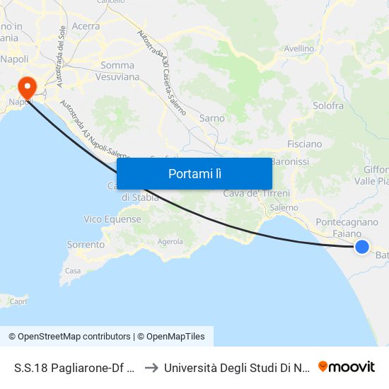 S.S.18 Pagliarone-Df Bivio Aeroporto to Università Degli Studi Di Napoli ""L'Orientale"" map