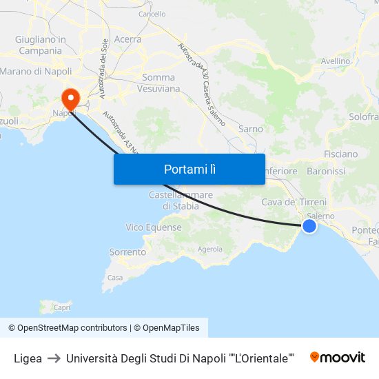 Ligea to Università Degli Studi Di Napoli ""L'Orientale"" map