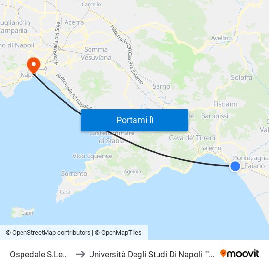 Ospedale S.Leonardo to Università Degli Studi Di Napoli ""L'Orientale"" map