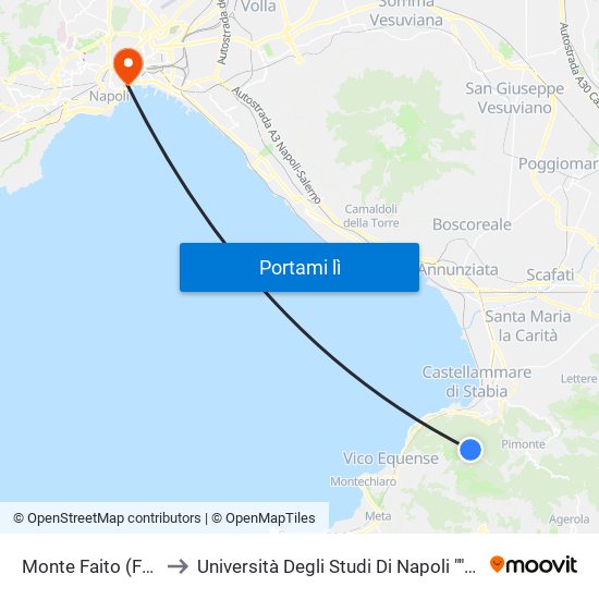 Monte Faito (Funivia) to Università Degli Studi Di Napoli ""L'Orientale"" map