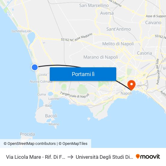 Via Licola Mare - Rif. Di Fronte Onda Del Mare to Università Degli Studi Di Napoli ""L'Orientale"" map