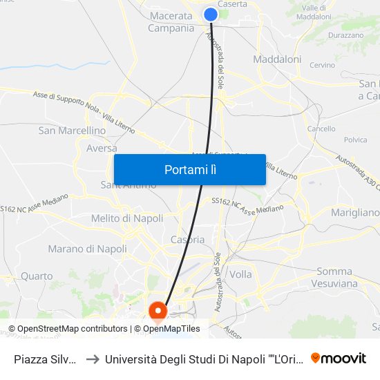 Piazza Silvagni to Università Degli Studi Di Napoli ""L'Orientale"" map