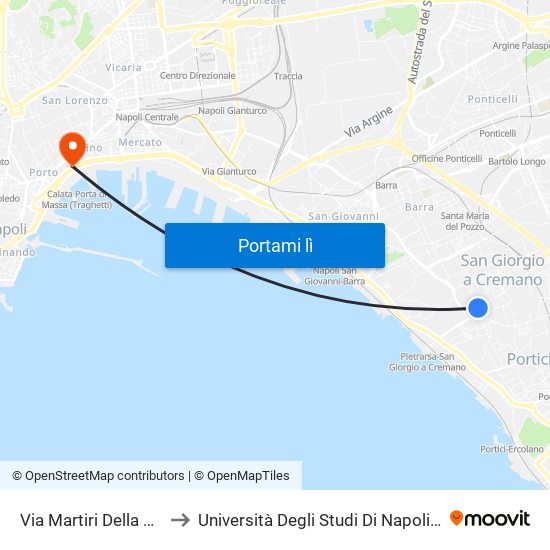 Via Martiri Della Libertà, 1 to Università Degli Studi Di Napoli ""L'Orientale"" map