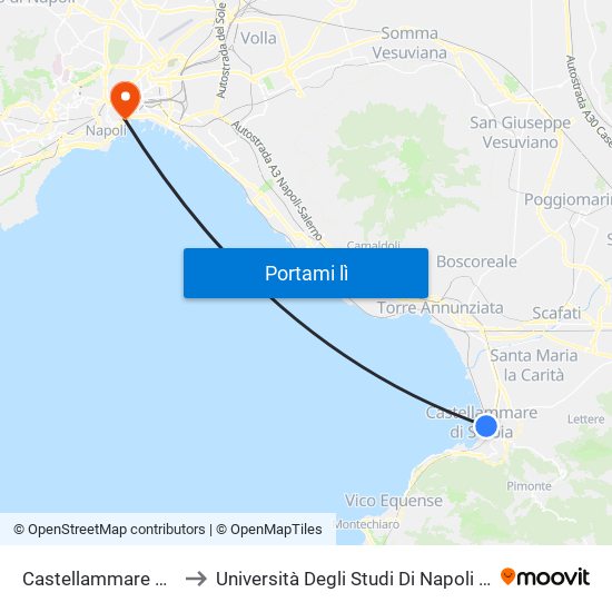 Castellammare Di Stabia to Università Degli Studi Di Napoli ""L'Orientale"" map