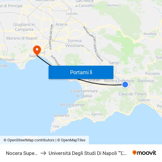 Nocera Superiore to Università Degli Studi Di Napoli ""L'Orientale"" map