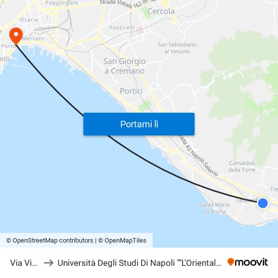 Via Viuli to Università Degli Studi Di Napoli ""L'Orientale"" map