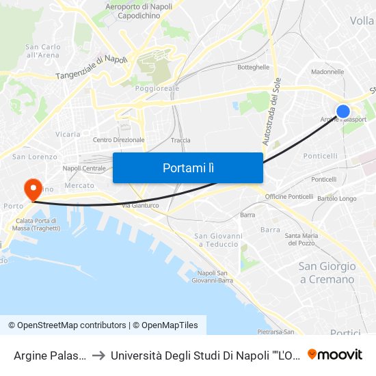 Argine Palasport to Università Degli Studi Di Napoli ""L'Orientale"" map