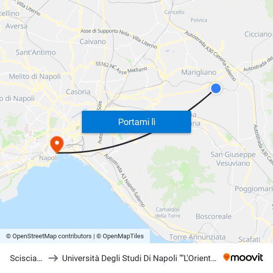 Scisciano to Università Degli Studi Di Napoli ""L'Orientale"" map