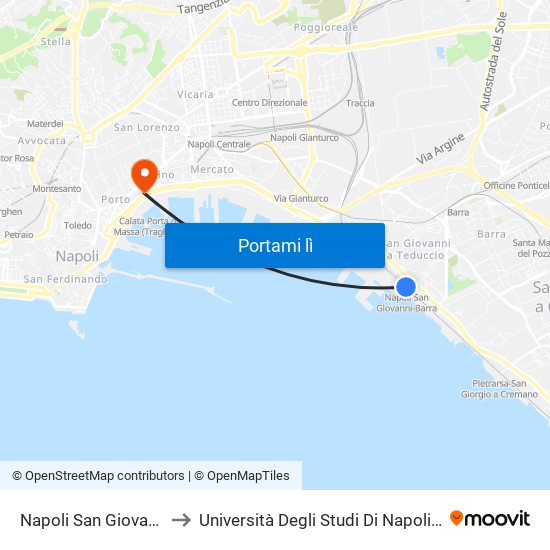 Napoli San Giovanni-Barra to Università Degli Studi Di Napoli ""L'Orientale"" map