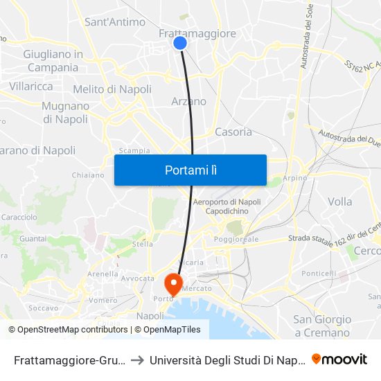 Frattamaggiore-Grumo Nevano to Università Degli Studi Di Napoli ""L'Orientale"" map