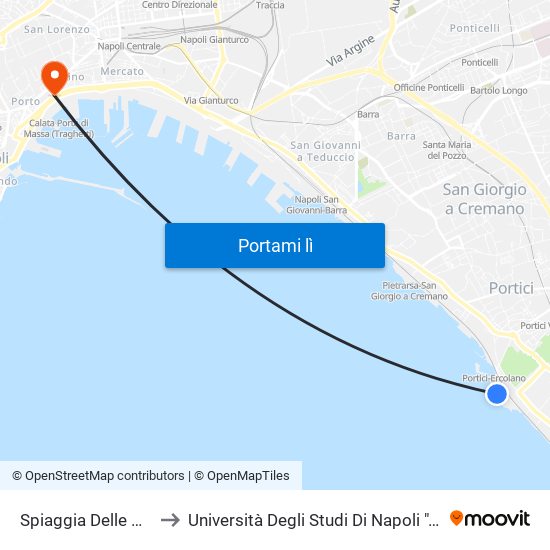 Spiaggia Delle Mortelle to Università Degli Studi Di Napoli ""L'Orientale"" map