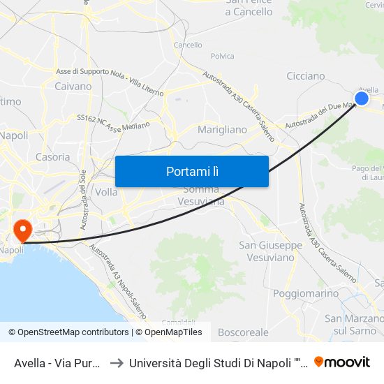 Avella - Via Purgatorio to Università Degli Studi Di Napoli ""L'Orientale"" map
