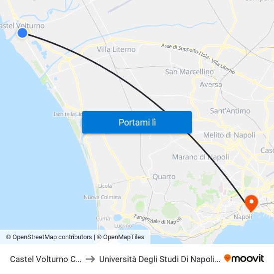 Castel Volturno Capolinea to Università Degli Studi Di Napoli ""L'Orientale"" map