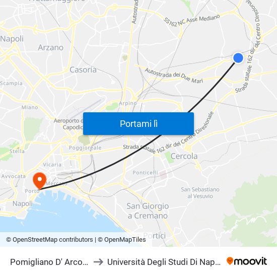 Pomigliano D' Arco - Via Roma to Università Degli Studi Di Napoli ""L'Orientale"" map