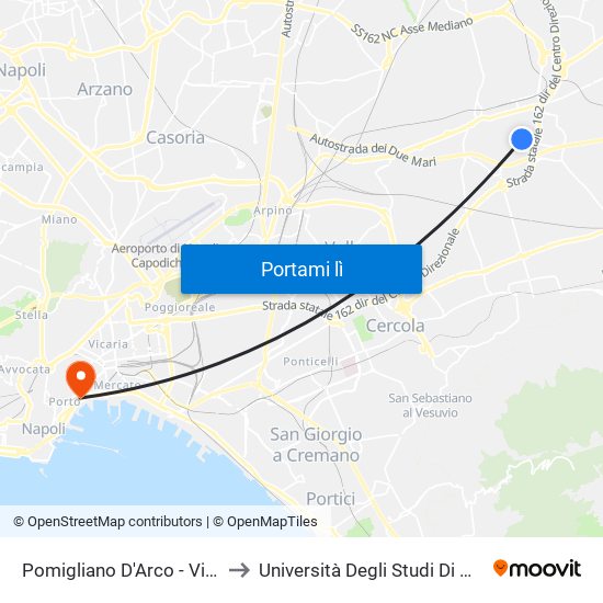 Pomigliano D'Arco - Via Passariello, 84 to Università Degli Studi Di Napoli ""L'Orientale"" map