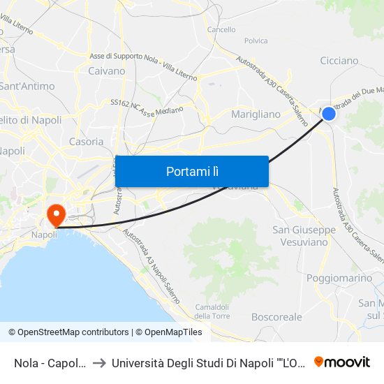 Nola - Capolinea to Università Degli Studi Di Napoli ""L'Orientale"" map