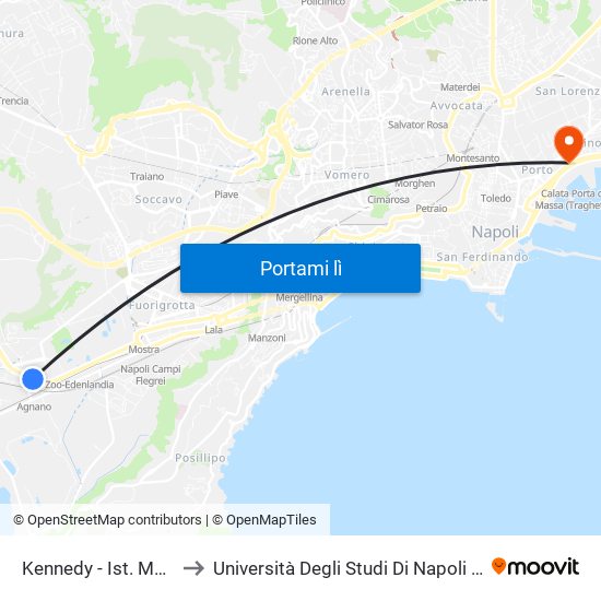 Kennedy - Ist. Magistrale to Università Degli Studi Di Napoli ""L'Orientale"" map