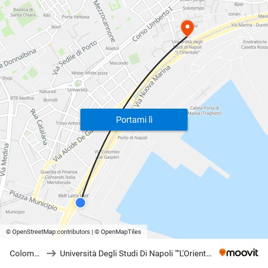 Colombo to Università Degli Studi Di Napoli ""L'Orientale"" map