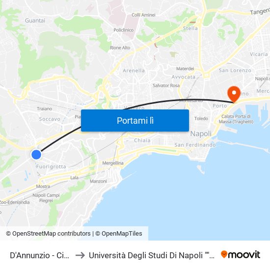 D'Annunzio - Cimitero to Università Degli Studi Di Napoli ""L'Orientale"" map