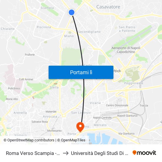 Roma Verso Scampia - Quadrivio Arzano to Università Degli Studi Di Napoli ""L'Orientale"" map
