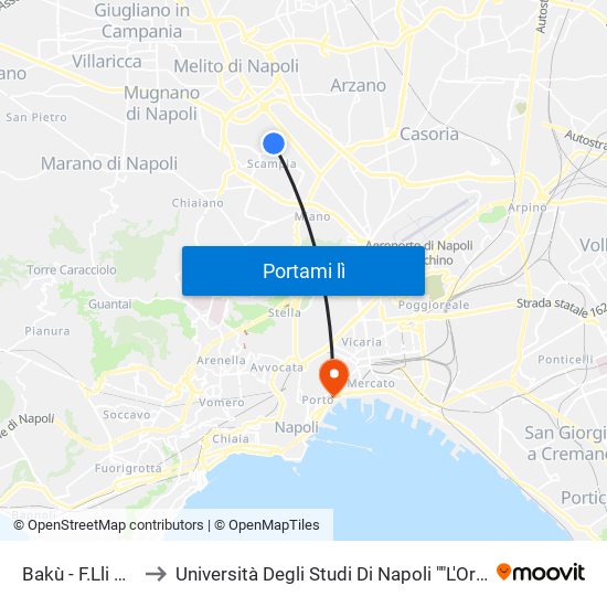 Bakù - F.Lli Cervi to Università Degli Studi Di Napoli ""L'Orientale"" map