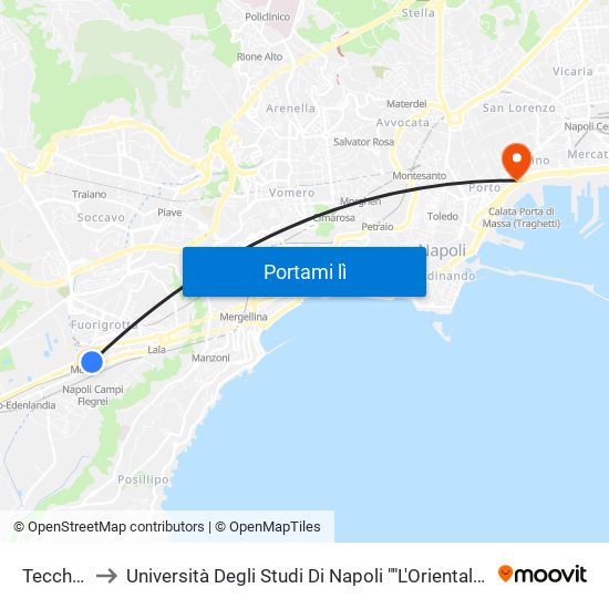 Tecchio to Università Degli Studi Di Napoli ""L'Orientale"" map