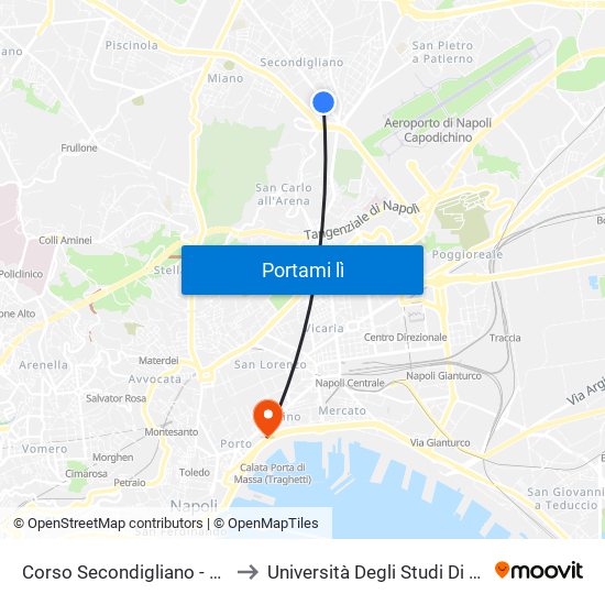 Corso Secondigliano - Rif. Civico N° 149 F to Università Degli Studi Di Napoli ""L'Orientale"" map