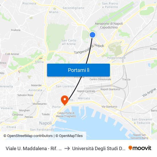 Viale U. Maddalena - Rif. Caserma Aeronautica to Università Degli Studi Di Napoli ""L'Orientale"" map