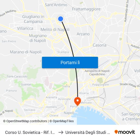 Corso U. Sovietica - Rif. Ingresso Villa Comunale to Università Degli Studi Di Napoli ""L'Orientale"" map