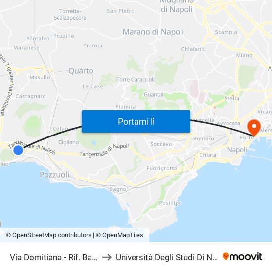 Via Domitiana - Rif. Bar Dolci Momenti to Università Degli Studi Di Napoli ""L'Orientale"" map