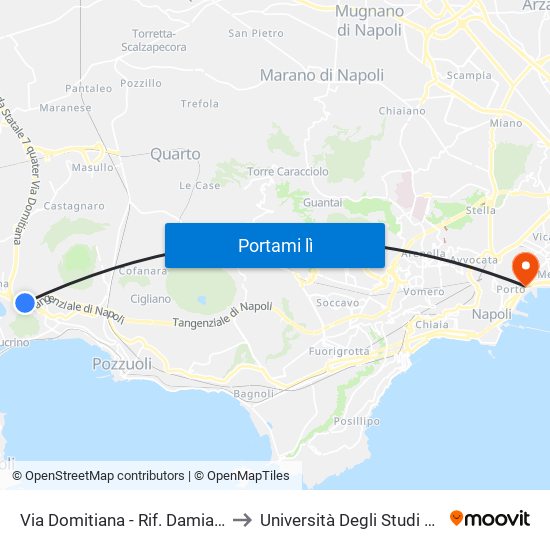 Via Domitiana - Rif. Damiani Fronte Distributore Ip to Università Degli Studi Di Napoli ""L'Orientale"" map