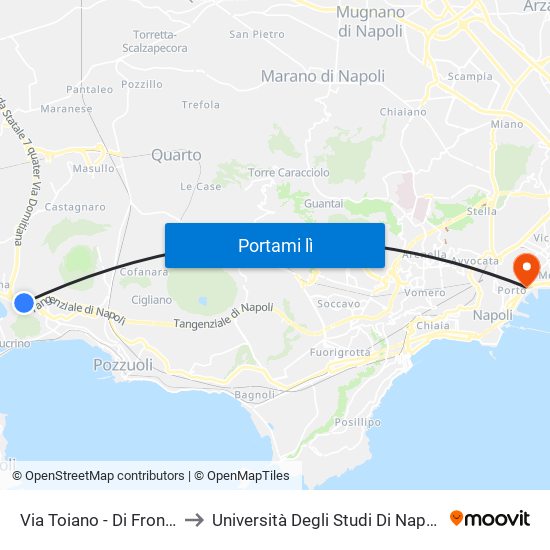 Via Toiano - Di Fronte Damiani to Università Degli Studi Di Napoli ""L'Orientale"" map