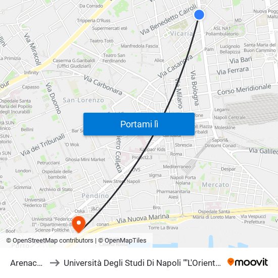 Arenaccia to Università Degli Studi Di Napoli ""L'Orientale"" map