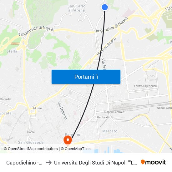 Capodichino - Cervi to Università Degli Studi Di Napoli ""L'Orientale"" map