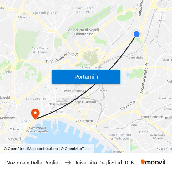 Nazionale Delle Puglie - Deposito Anm to Università Degli Studi Di Napoli ""L'Orientale"" map