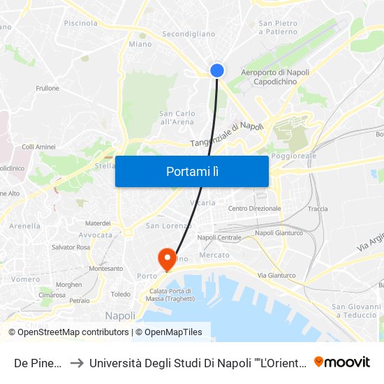 De Pinedo to Università Degli Studi Di Napoli ""L'Orientale"" map