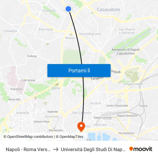 Napoli - Roma Verso Scampia to Università Degli Studi Di Napoli ""L'Orientale"" map