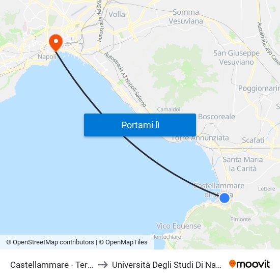 Castellammare - Terme Di Stabia to Università Degli Studi Di Napoli ""L'Orientale"" map