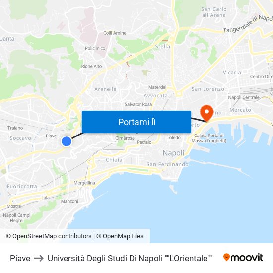 Piave to Università Degli Studi Di Napoli ""L'Orientale"" map