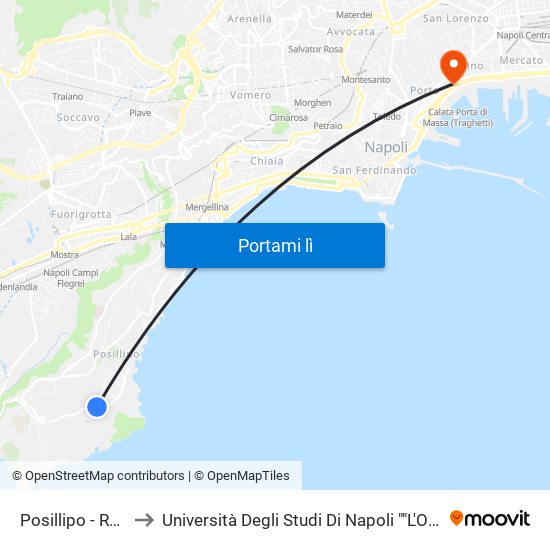 Posillipo - Russo to Università Degli Studi Di Napoli ""L'Orientale"" map