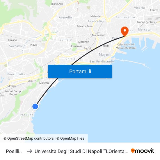 Posillipo to Università Degli Studi Di Napoli ""L'Orientale"" map