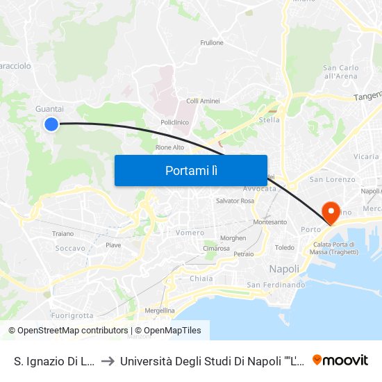 S. Ignazio Di Loyola to Università Degli Studi Di Napoli ""L'Orientale"" map