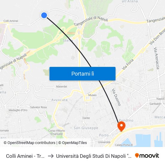 Colli Aminei - Tribunale to Università Degli Studi Di Napoli ""L'Orientale"" map