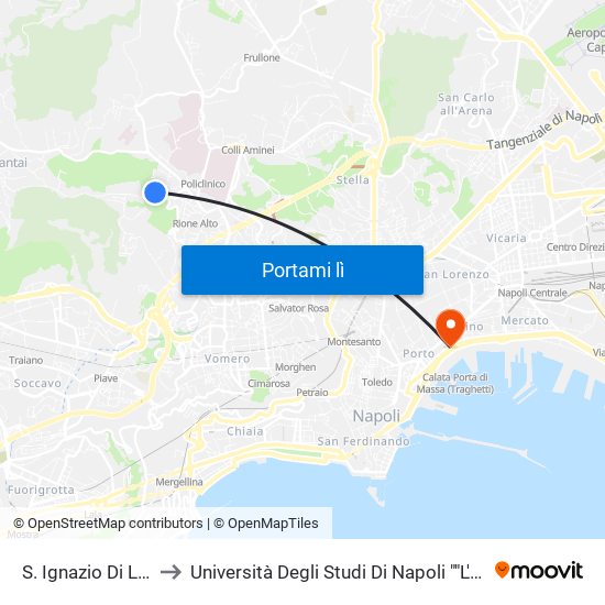 S. Ignazio Di Loyola to Università Degli Studi Di Napoli ""L'Orientale"" map