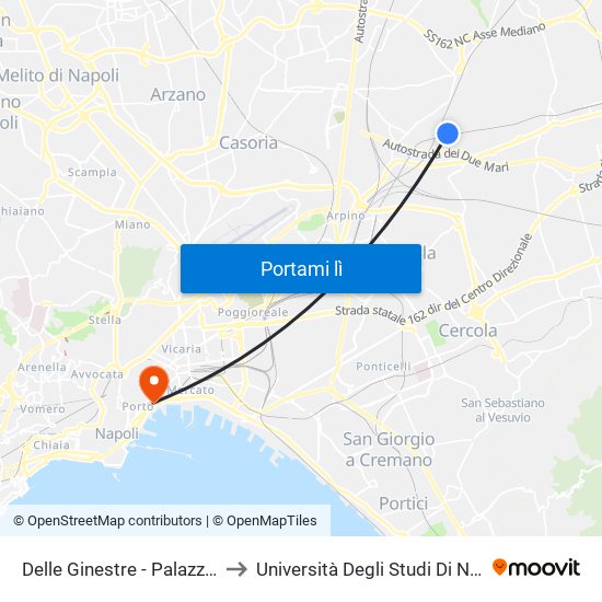 Delle Ginestre - Palazzetto Dello Sport to Università Degli Studi Di Napoli ""L'Orientale"" map