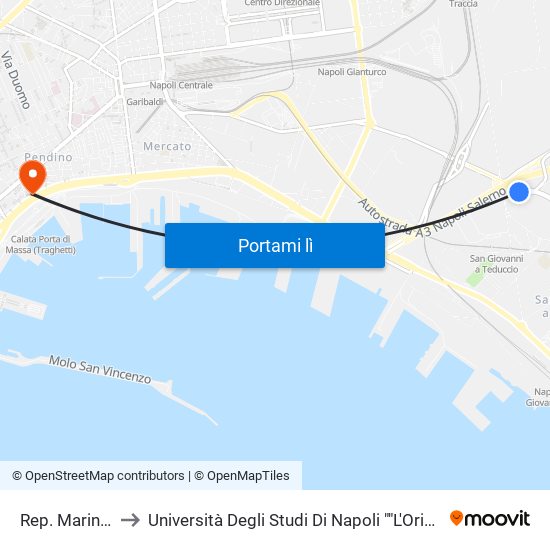 Rep. Marinare to Università Degli Studi Di Napoli ""L'Orientale"" map