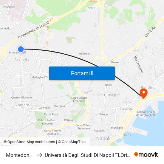 Montedonzelli to Università Degli Studi Di Napoli ""L'Orientale"" map